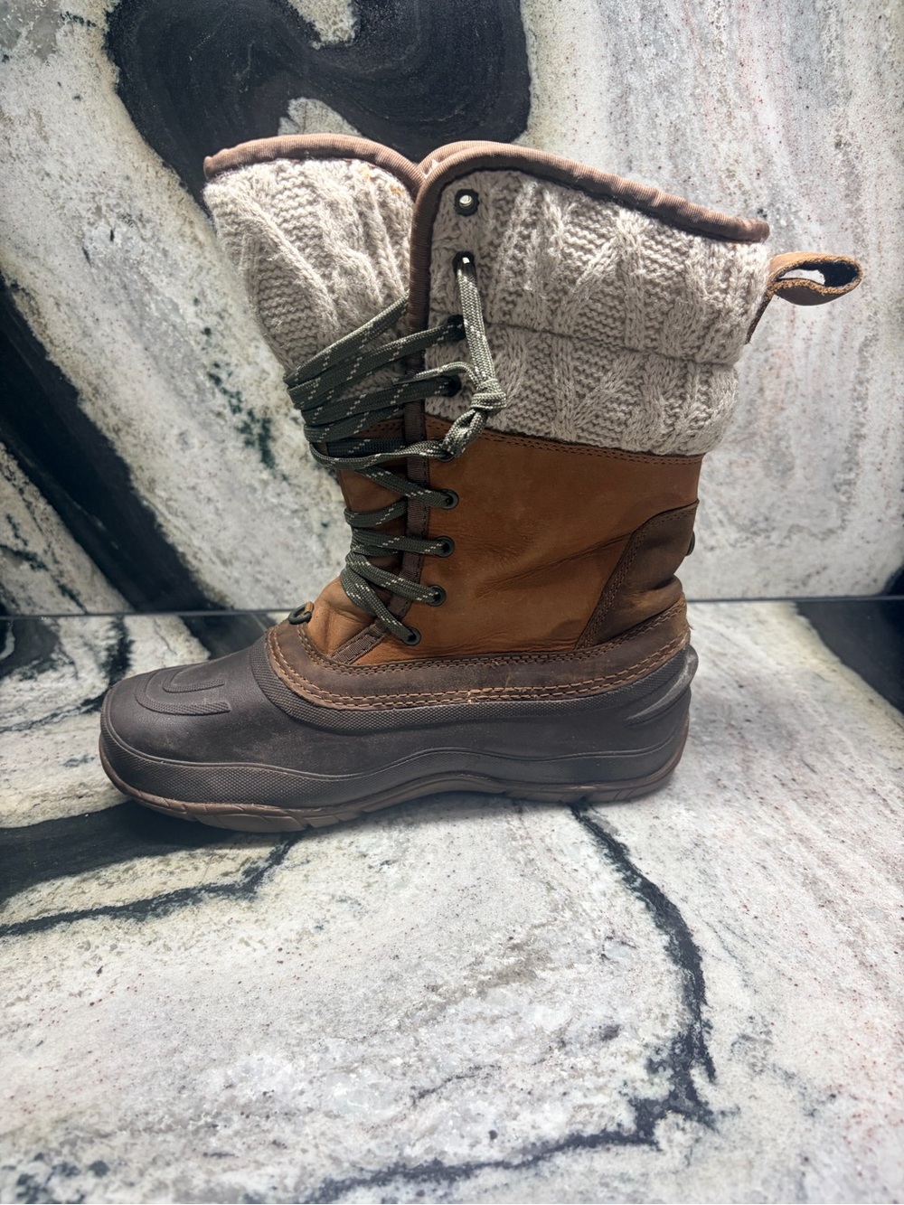 The North Face Women’s 7 Brown Leather Winter Snow Boots Faux Fur - Picture 4 of 10